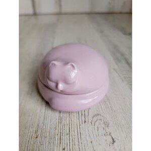 R.O.C. Pink curled up‎ cat trinkets ceramic box Unique Home Decor
